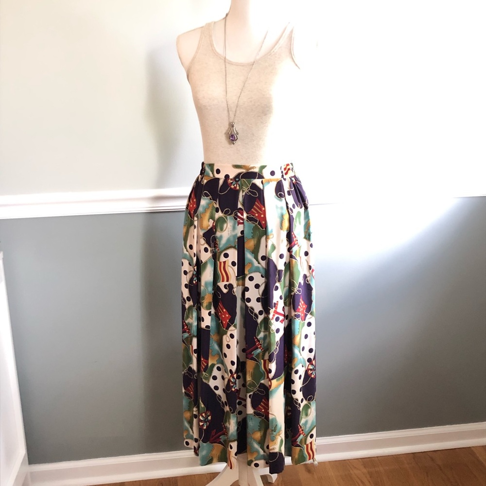 Vintage Unique Map Geography Skirt Jewel Tones